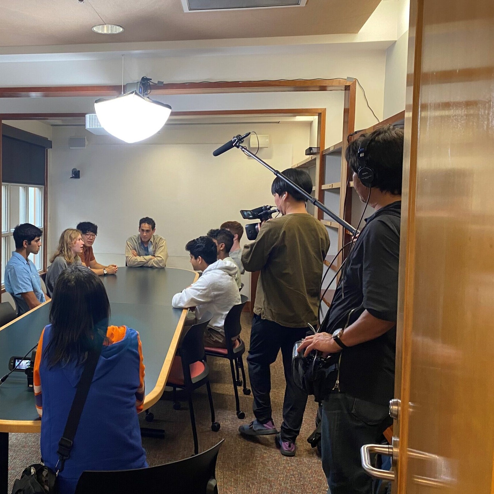 Photo of student interview by the NHK