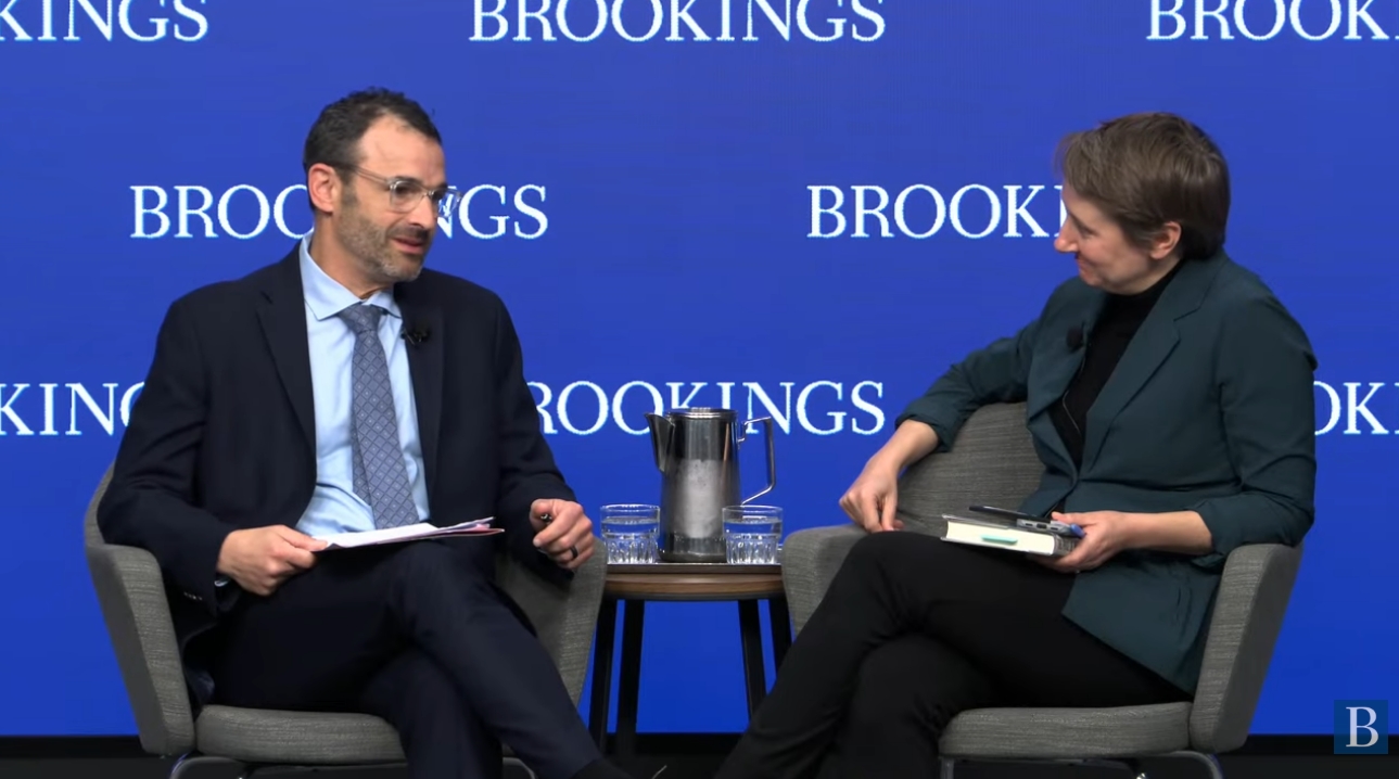 Former Irs Commissioner Danny Werfel sitting with a Brookings institute professor