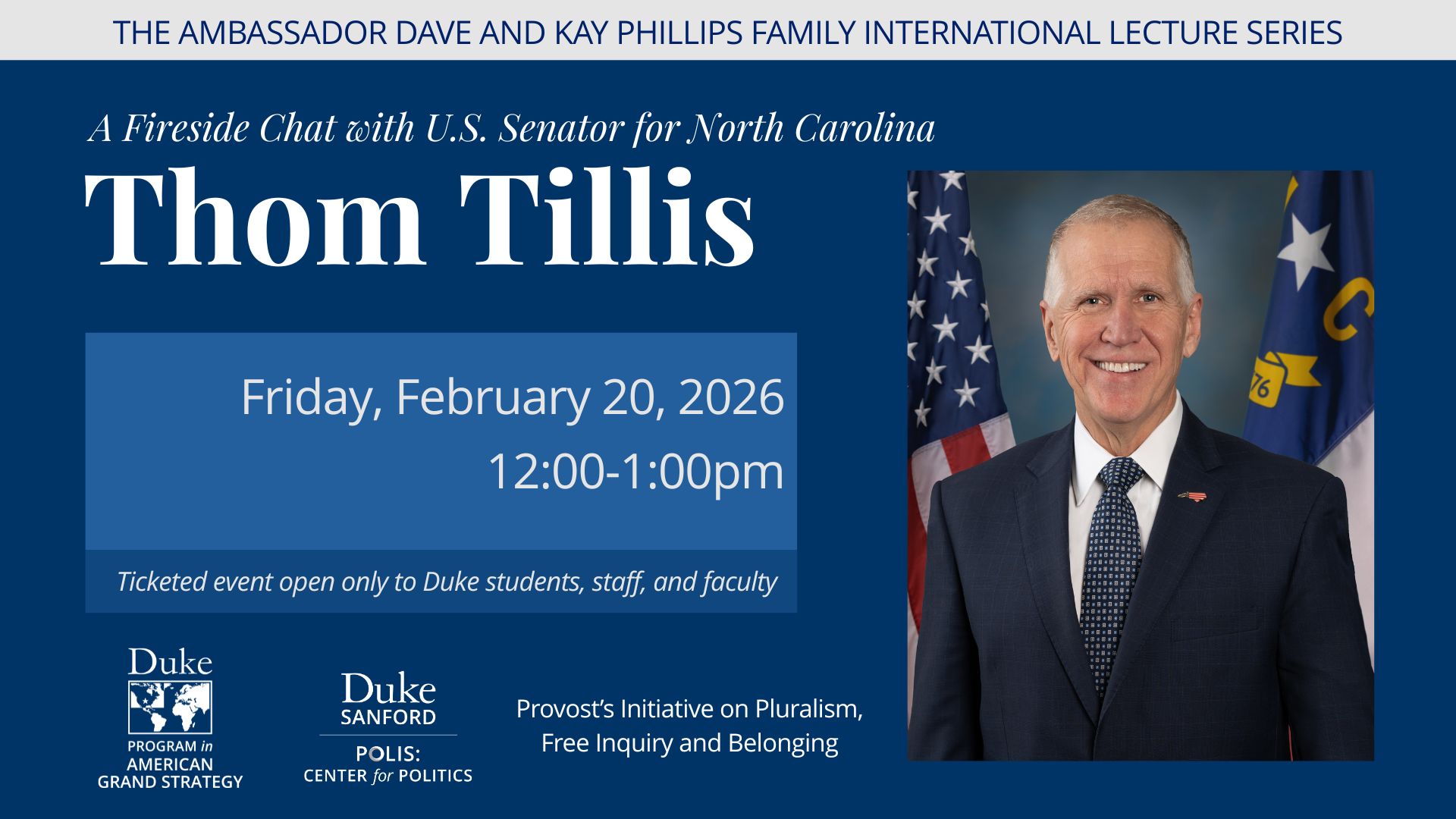 Tom Tillis Event flyer